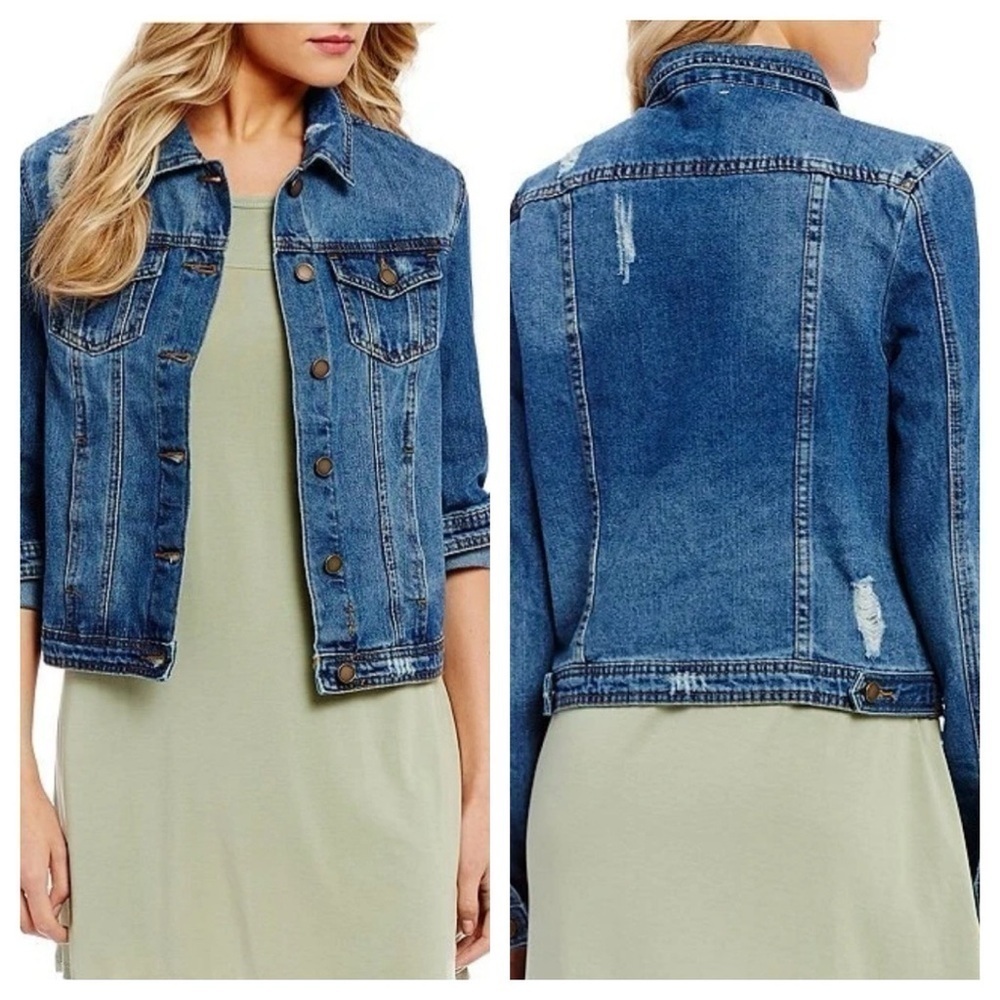 Copper Key Destructed Denim Jacket woman’s size M